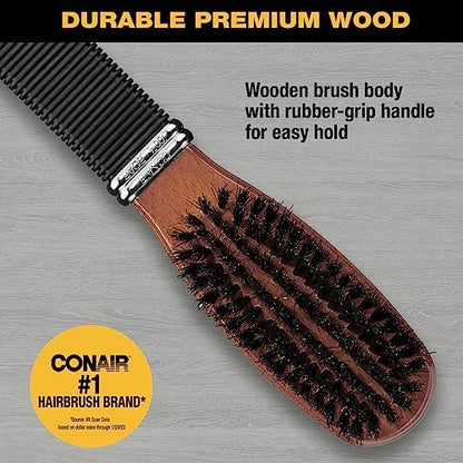 Conair All Purpose Boar Bristle Hairbrush - Wooden Hair Brush for Men and Women - Brown Avelisse