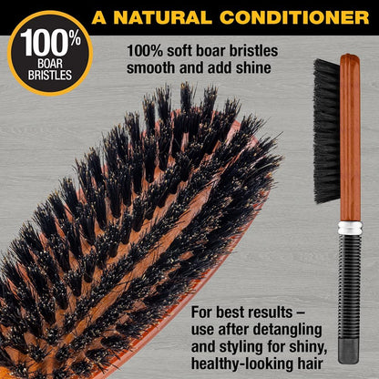 Conair All Purpose Boar Bristle Hairbrush - Wooden Hair Brush for Men and Women - Brown Avelisse