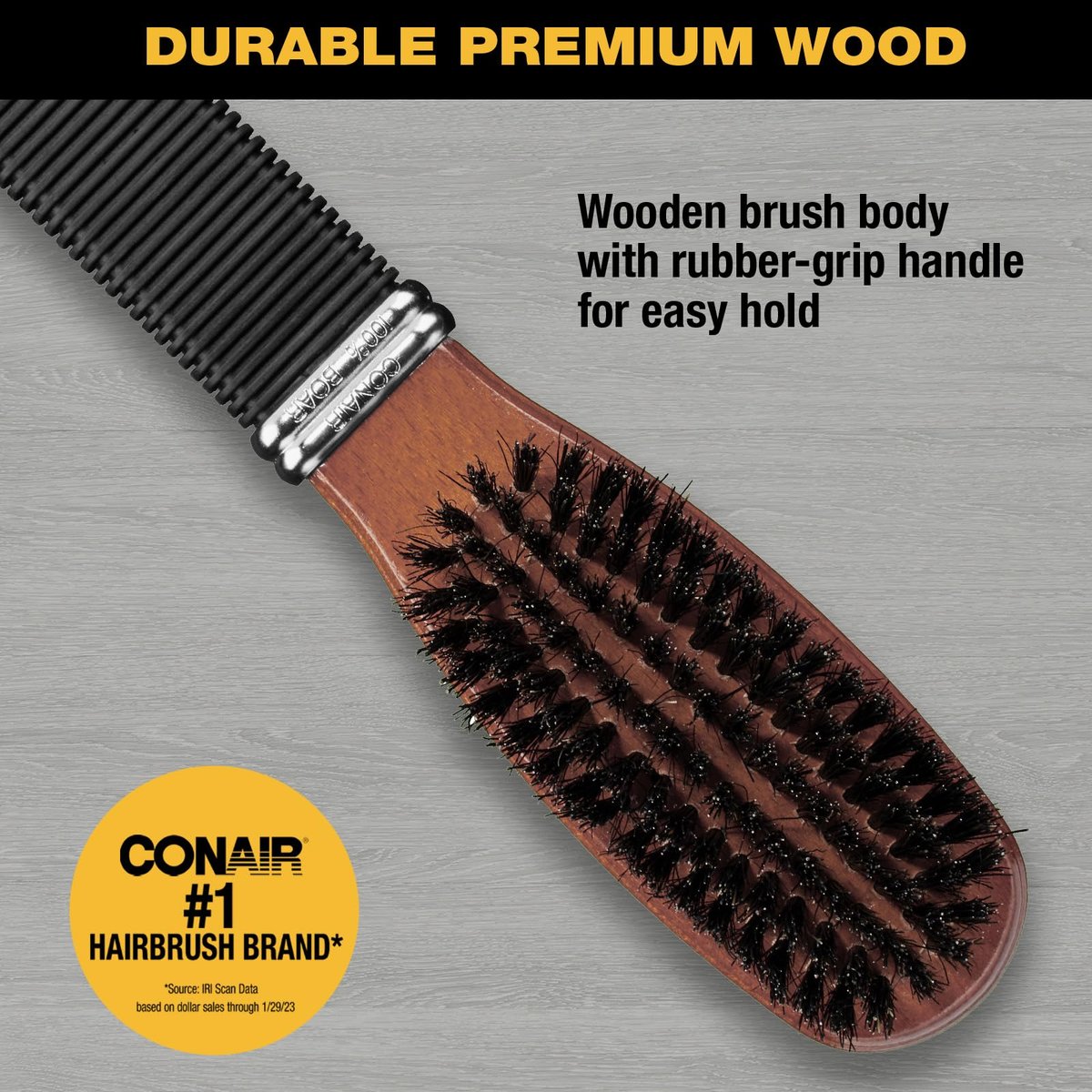 Conair All Purpose Boar Bristle Hairbrush - Wooden Hair Brush for Men and Women - Brown Avelisse