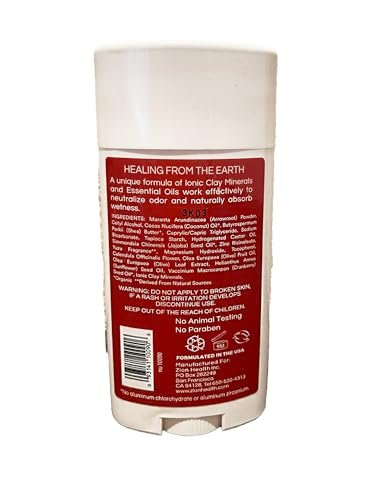 Zion Health Clay Deodorant Original Extra Strength Protection, Bold, 2.8 oz - Natural Aluminum-Free Deodorant for Men and Women