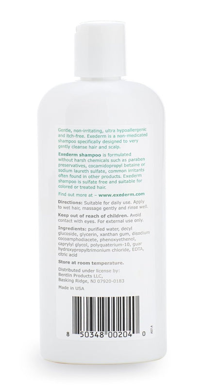 Exederm Shampoo for Eczema & Seborrheic Dermatitis – 8 fl oz – Hypoallergenic, Paraben & Sulfate Free – Soothing Scalp Care for Dry, Itchy, Flaky Scalp