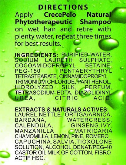 Crece Pelo Natural Hair Growth Duo – Phytotherapeutic Shampoo & Rinse Combo – Boosts Growth, Strength & Shine – Plant-Based, Sulfate-Free – 12.5 oz Each Avelisse