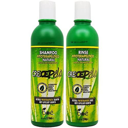 Crece Pelo Natural Hair Growth Duo – Phytotherapeutic Shampoo & Rinse Combo – Boosts Growth, Strength & Shine – Plant-Based, Sulfate-Free – 12.5 oz Each Avelisse
