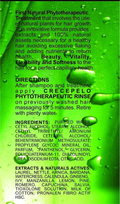 Crece Pelo Natural Hair Growth Duo – Phytotherapeutic Shampoo & Rinse Combo – Boosts Growth, Strength & Shine – Plant-Based, Sulfate-Free – 12.5 oz Each Avelisse