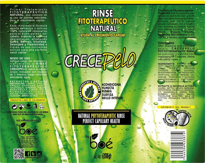 Crece Pelo Natural Hair Growth Duo – Phytotherapeutic Shampoo & Rinse Combo – Boosts Growth, Strength & Shine – Plant-Based, Sulfate-Free – 12.5 oz Each Avelisse