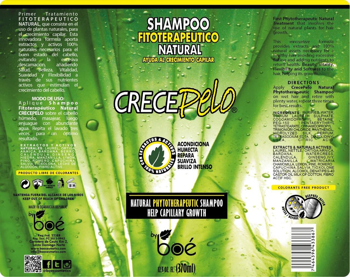 Crece Pelo Natural Hair Growth Duo – Phytotherapeutic Shampoo & Rinse Combo – Boosts Growth, Strength & Shine – Plant-Based, Sulfate-Free – 12.5 oz Each Avelisse