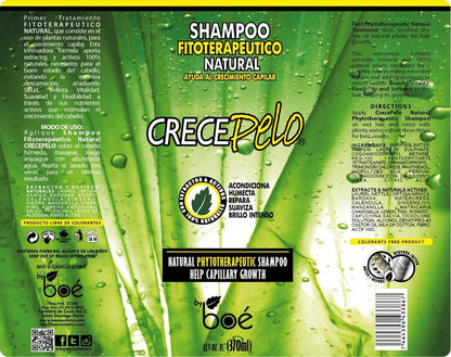 Crece Pelo Natural Hair Growth Duo – Phytotherapeutic Shampoo & Rinse Combo – Boosts Growth, Strength & Shine – Plant-Based, Sulfate-Free – 12.5 oz Each Avelisse