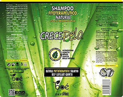 Crece Pelo Natural Hair Growth Duo – Phytotherapeutic Shampoo & Rinse Combo – Boosts Growth, Strength & Shine – Plant-Based, Sulfate-Free – 12.5 oz Each Avelisse