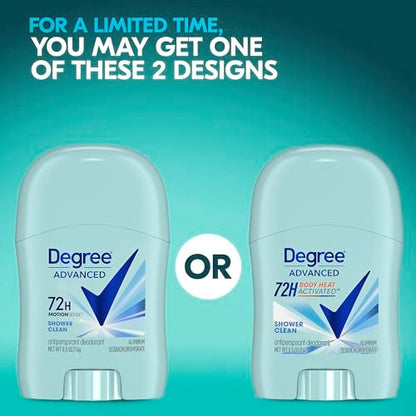 Degree Antiperspirant Deodorant Shower Clean 72-Hour Sweat & Odor Protection for Women, 0.5 oz