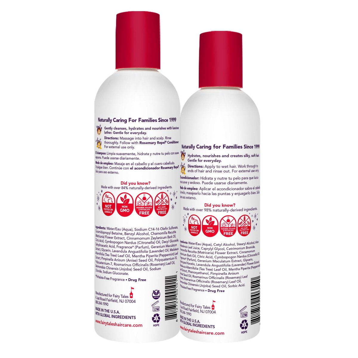 Fairy Tales Rosemary Repel Daily Kids Shampoo & Conditioner Duo - Lice Deterrent, 12 oz + 8 oz Avelisse