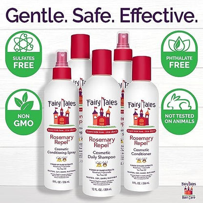 Fairy Tales Rosemary Repel Daily Kids Shampoo & Conditioner Duo - Lice Deterrent, 12 oz + 8 oz Avelisse