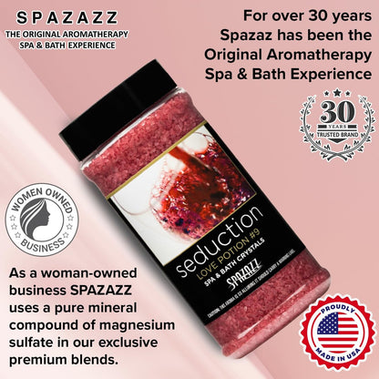 Spazazz Couples Romance Gift Set - Hot Tub Aromatherapy Spa Crystals with Minerals, Love Potion No.9 Seduction Bath Salts, 17 oz Avelisse