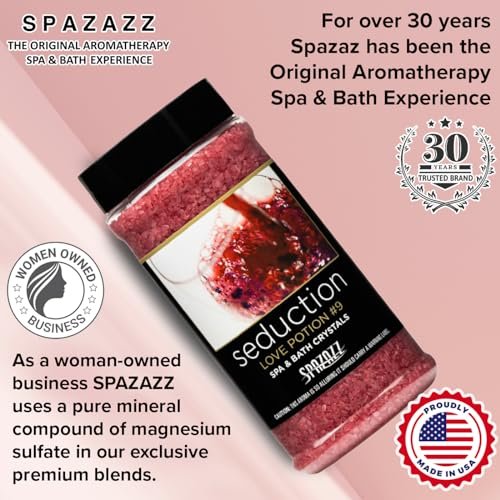 Spazazz Couples Romance Gift Set - Hot Tub Aromatherapy Spa Crystals with Minerals, Love Potion No.9 Seduction Bath Salts, 17 oz Avelisse