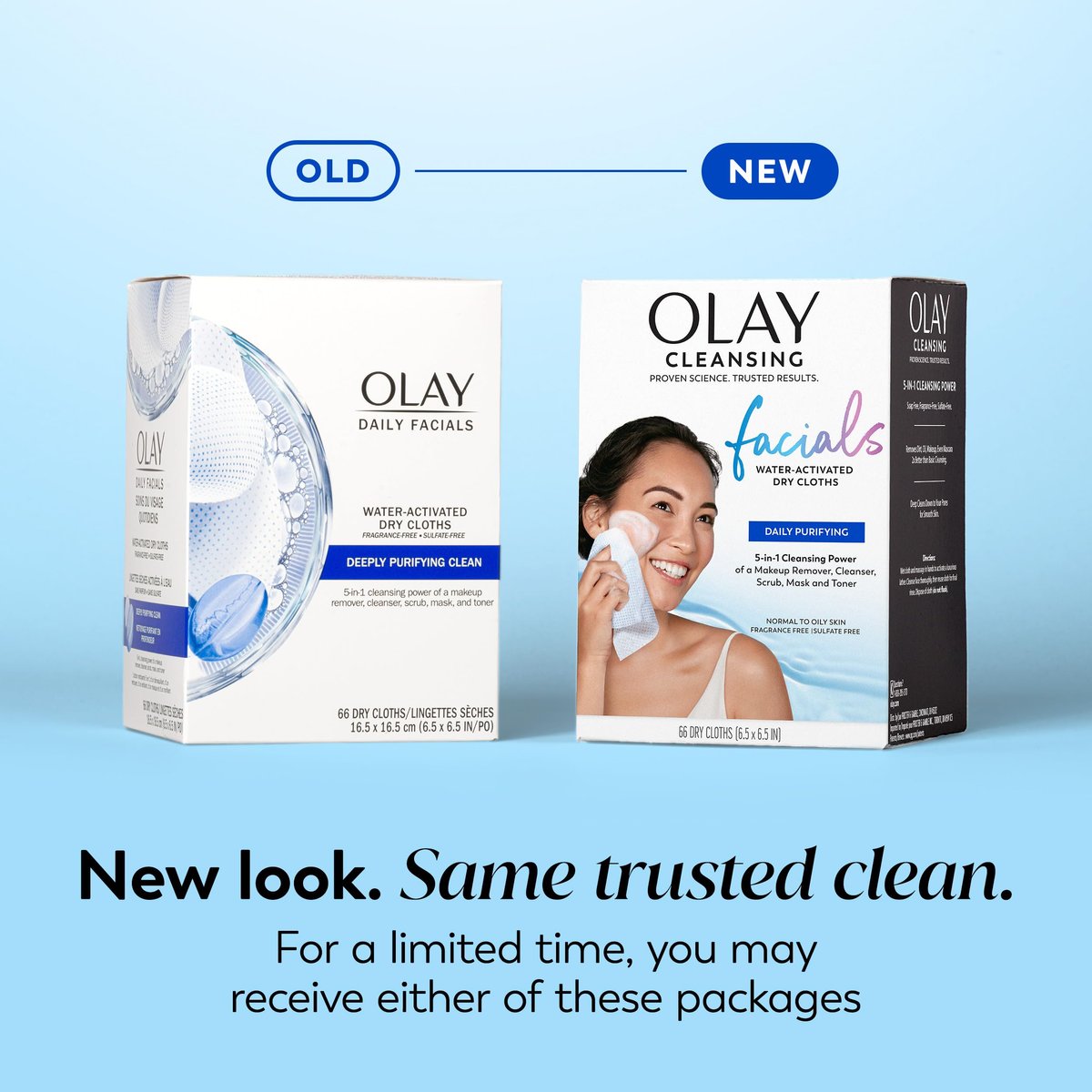 Olay Daily Facials Deep Clean Makeup Remover Wipes, Alcohol & Fragrance Free, 66 Count - görsel 4