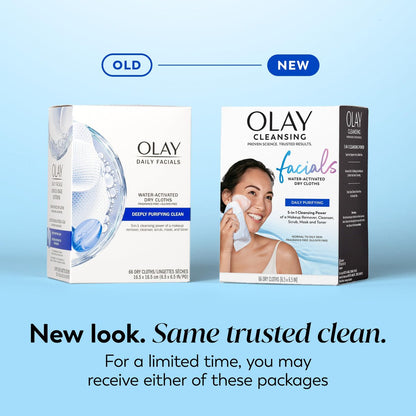 Olay Daily Facials Deep Clean Makeup Remover Wipes, Alcohol & Fragrance Free, 66 Count