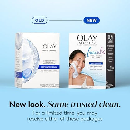 Olay Daily Facials Deep Clean Makeup Remover Wipes, Alcohol & Fragrance Free, 66 Count