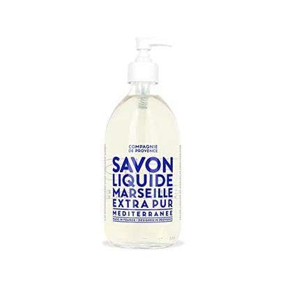 La Compagnie de Provence Savon de Marseille Extra Pure Liquid Soap - Mediterranean Sea - 16.7 fl oz Glass Pump Bottle Avelisse