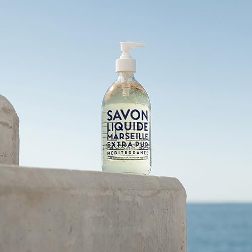 La Compagnie de Provence Savon de Marseille Extra Pure Liquid Soap - Mediterranean Sea - 16.7 fl oz Glass Pump Bottle Avelisse