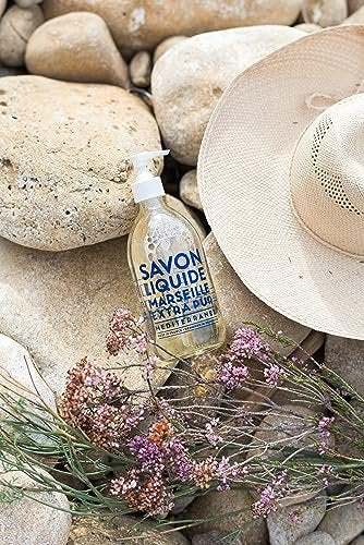 La Compagnie de Provence Savon de Marseille Extra Pure Liquid Soap - Mediterranean Sea - 16.7 fl oz Glass Pump Bottle Avelisse
