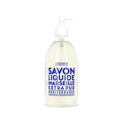 La Compagnie de Provence Savon de Marseille Extra Pure Liquid Soap - Mediterranean Sea - 16.7 fl oz Glass Pump Bottle Avelisse