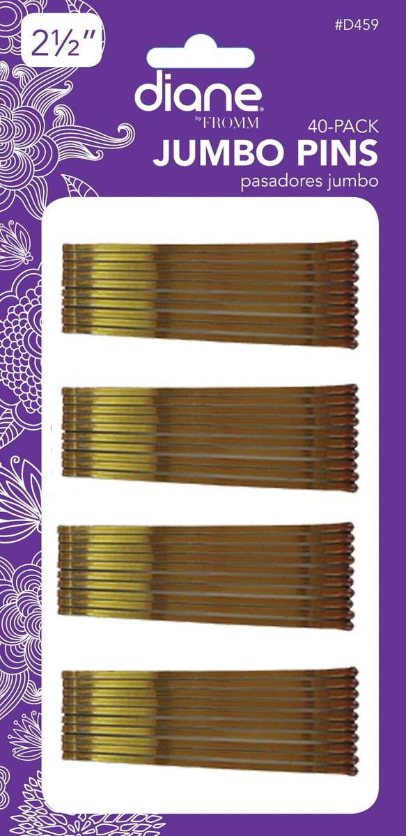 Diane Jumbo Bob Pins for Thick & Curly Hair – 40 Count, Bronze, 2.5" with Rubber Tips - görsel 1