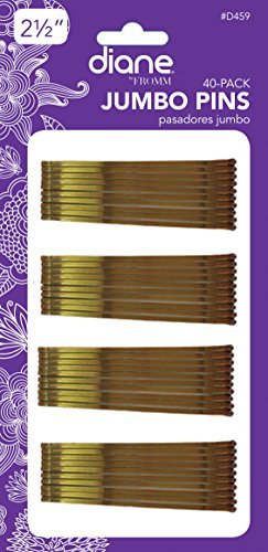 Diane Jumbo Bob Pins for Thick & Curly Hair – 40 Count, Bronze, 2.5" with Rubber Tips - görsel 2