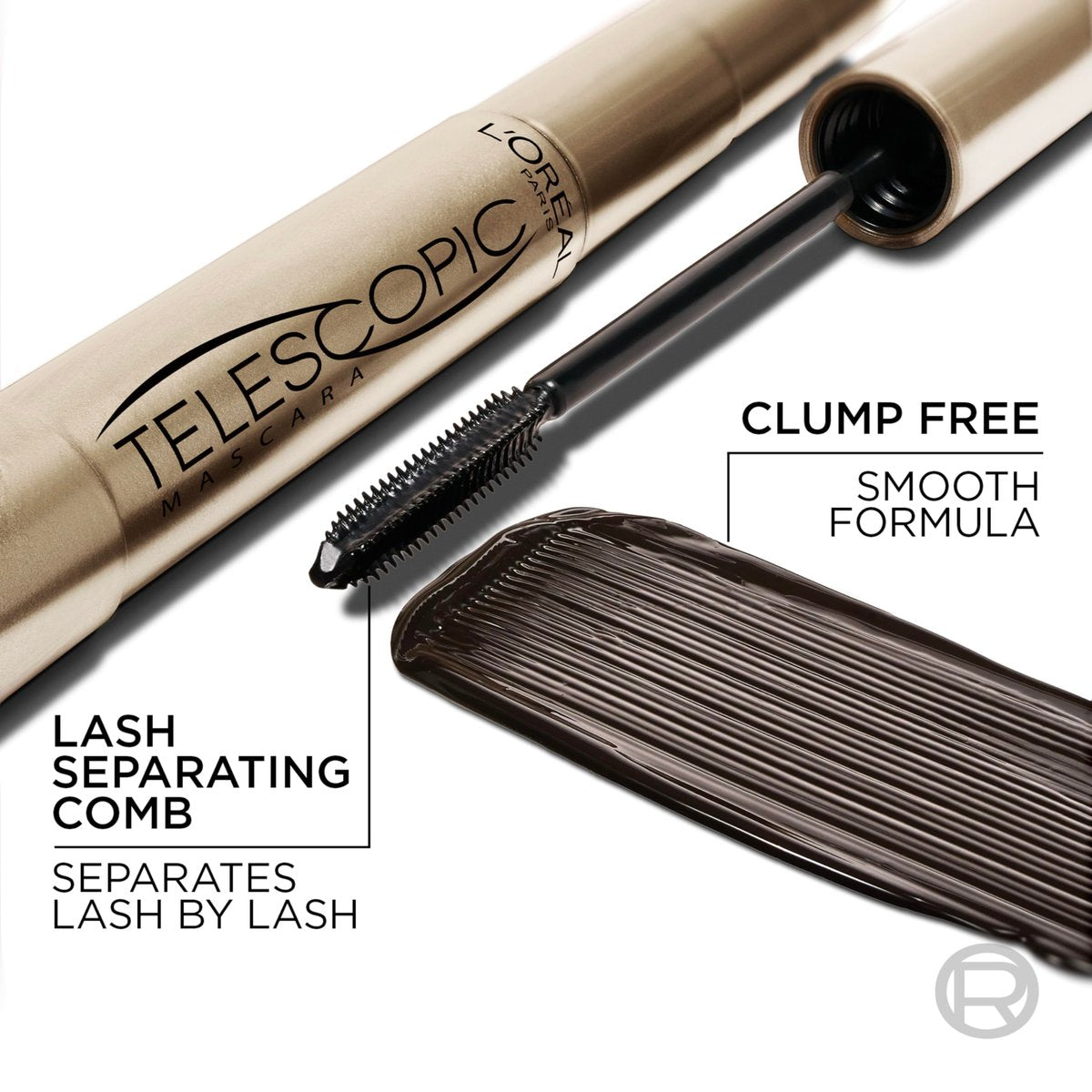L'Oreal Paris Telescopic Mascara - Washable Black Brown - Separating Volume & Length Formula - 0.27 Fl Oz Avelisse