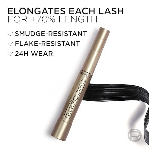 L'Oreal Paris Telescopic Mascara - Washable Black Brown - Separating Volume & Length Formula - 0.27 Fl Oz Avelisse