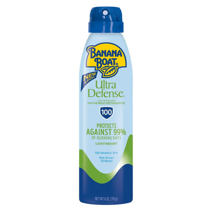 Banana Boat Ultra Defense Clear Sunscreen Spray SPF 100, 6oz - Lightweight, Water Resistant Sunscreen Avelisse