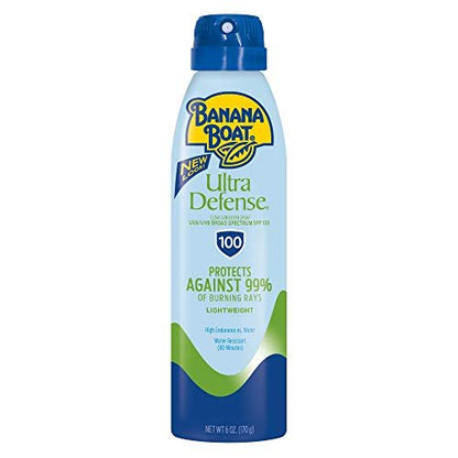 Banana Boat Ultra Defense Clear Sunscreen Spray SPF 100, 6oz - Lightweight, Water Resistant Sunscreen Avelisse