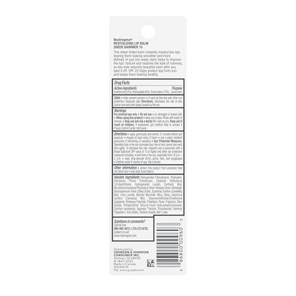 Neutrogena Revitalizing Tinted Lip Balm Broad Spectrum SPF 20 Sunscreen, Sheer Shimmer 10, 0.15 oz Avelisse