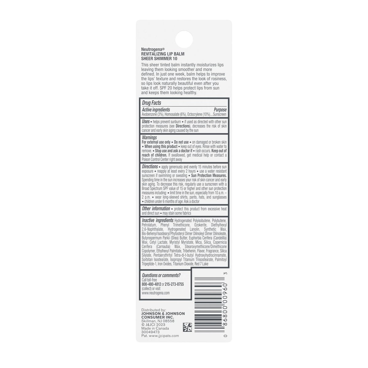 Neutrogena Revitalizing Tinted Lip Balm Broad Spectrum SPF 20 Sunscreen, Sheer Shimmer 10, 0.15 oz Avelisse