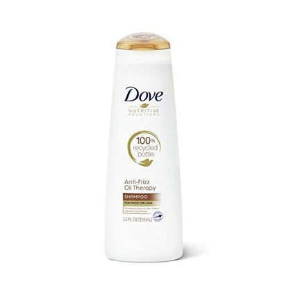 Dove Nutritive Solutions Anti Frizz Shampoo for Frizzy, Tangled Hair - Oil Therapy with Nutri-Oils, Moisturizing Formula, 12 oz