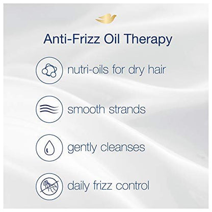 Dove Nutritive Solutions Anti Frizz Shampoo for Frizzy, Tangled Hair - Oil Therapy with Nutri-Oils, Moisturizing Formula, 12 oz