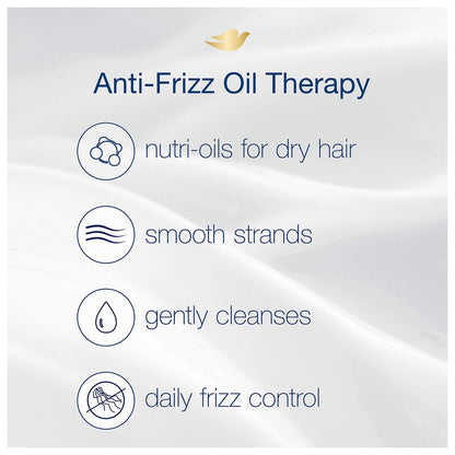 Dove Nutritive Solutions Anti Frizz Shampoo for Frizzy, Tangled Hair - Oil Therapy with Nutri-Oils, Moisturizing Formula, 12 oz