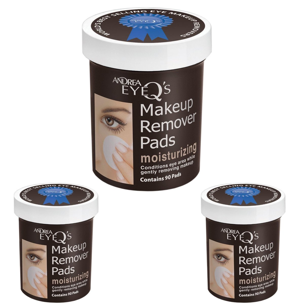 Andrea Eye Q's Moisturizing Eye Makeup Remover Pads, 90 Count (Pack of 3) Avelisse