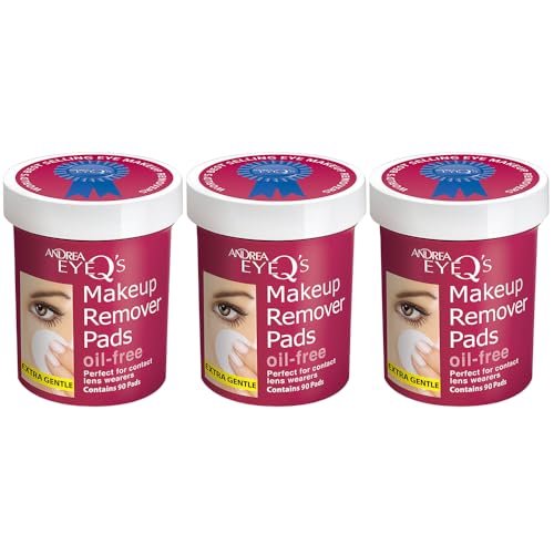Andrea Eye Q's Oil-Free Eye Makeup Remover Pads, 65 Count (Pack of 3) - Gentle & Effective Avelisse