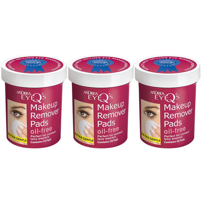 Andrea Eye Q's Oil-Free Eye Makeup Remover Pads, 65 Count (Pack of 3) - Gentle & Effective Avelisse