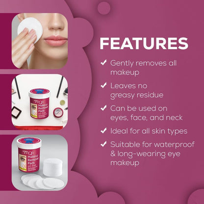 Andrea Eye Q's Oil-Free Eye Makeup Remover Pads, 65 Count (Pack of 3) - Gentle & Effective Avelisse