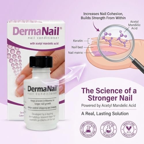 DermaNail Nail Strengthener & Cuticle Cream Set - Fingernail Care Kit for Healthy Growth, Repairs Brittle, Damaged, Thin & Peeling Nails Avelisse
