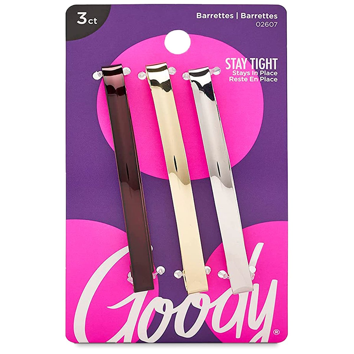 Goody Metal Hair Barrettes - Assorted 3 Count Pack for Secure Hold - görsel 1