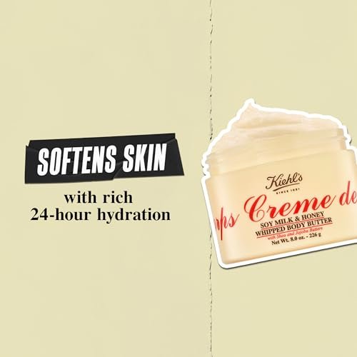 Kiehl's Creme de Corps Whipped Body Butter – 24-Hour Hydrating Body Lotion with Soy Milk & Honey, 8 oz Avelisse