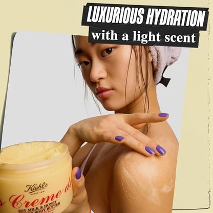 Kiehl's Creme de Corps Whipped Body Butter – 24-Hour Hydrating Body Lotion with Soy Milk & Honey, 8 oz Avelisse