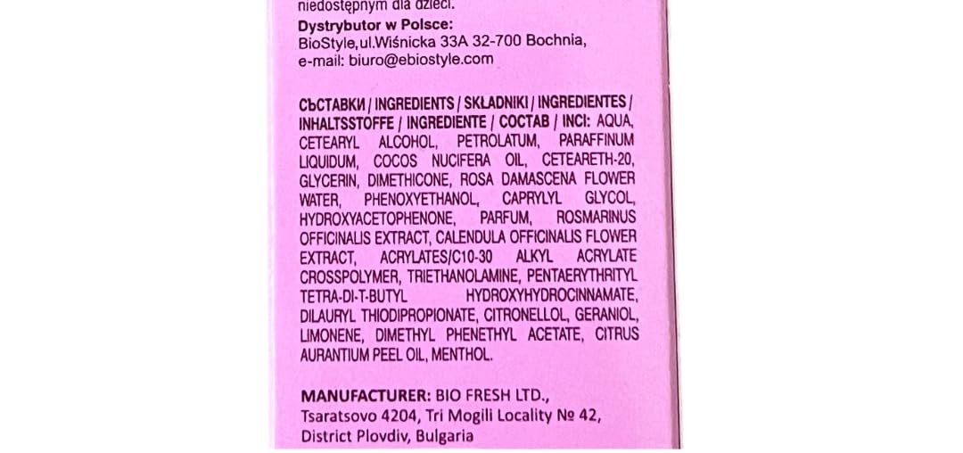Biofresh Rose of Bulgaria Hand Cream with Natural Rose Water – 2.54 fl oz Avelisse