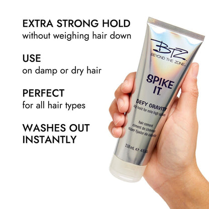 Beyond the Zone Spike It Hair Cement - Strong Hold Hair Gel for All Hair Types, 4 oz