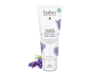 Babo Botanicals Calming Lavender Body Lotion – Relaxing Chamomile & Lavender, Vegan, for All Ages, Scented with Lavender Fragrance