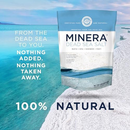 Minera Fine Grain Dead Sea Salt for Bath & Foot Soaks – 5 lbs, Fast-Dissolving, 100% Pure and Natural, Unscented, Skin-Softening Sea Salt Avelisse