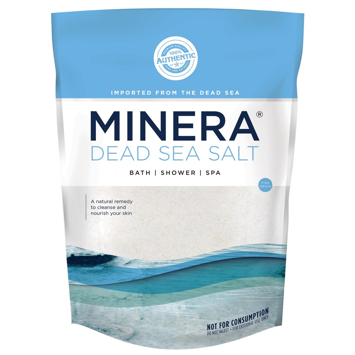 Minera Fine Grain Dead Sea Salt for Bath & Foot Soaks – 5 lbs, Fast-Dissolving, 100% Pure and Natural, Unscented, Skin-Softening Sea Salt Avelisse