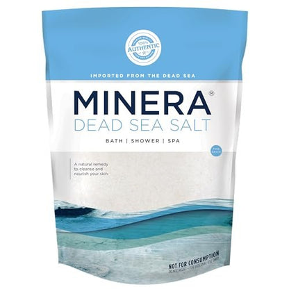 Minera Fine Grain Dead Sea Salt for Bath & Foot Soaks – 5 lbs, Fast-Dissolving, 100% Pure and Natural, Unscented, Skin-Softening Sea Salt Avelisse