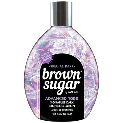 Brown Sugar Special Dark Tanning Lotion - Advanced 100X Double Dark Bronzing Blend with Sugar Cane Extract, Minerals, Acai Berry & Body Butters, 13.5 Fl Oz